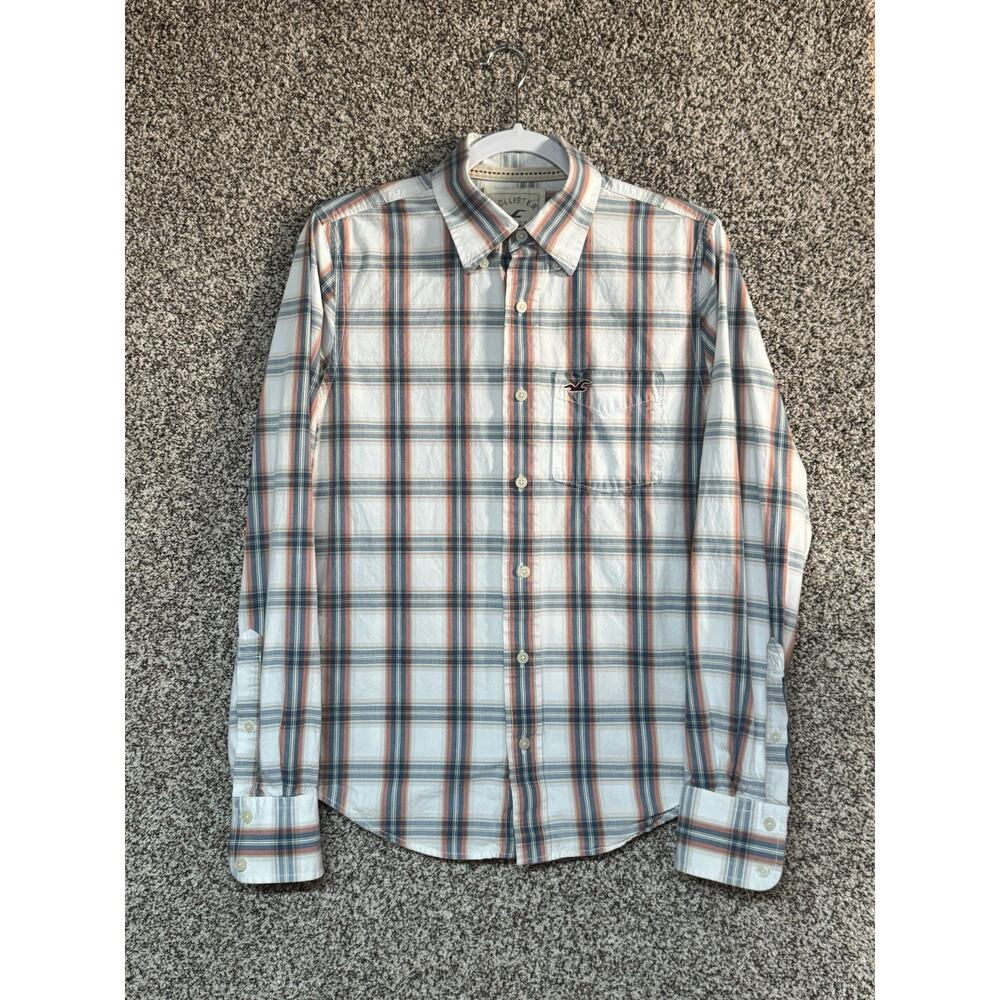Y2K Hollister Mens Sz Small Tartan Check Plaid Button Front Shirt Preppy Casual